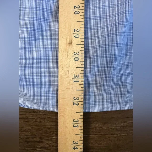 Polo Ralph Lauren Blue Plaid Classic Fit Easy Care Button-Up Size 17.5 34/35 C42 - Picture 7 of 7